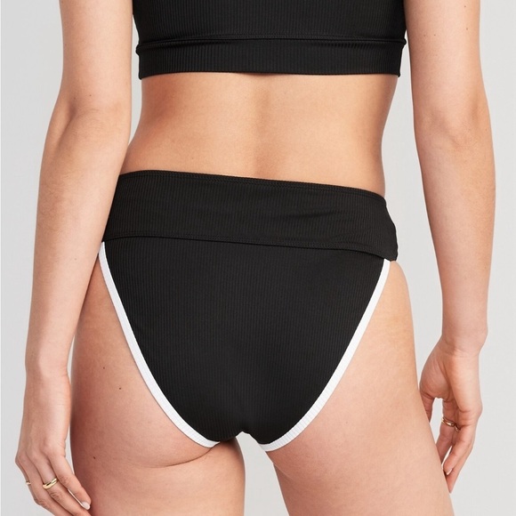 NWT! Black High-Waisted Ribbed French-Cut Bikini Swim Bottoms - Multiple Sizes 💎 - Picture 2 of 9